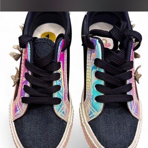 YOKI Holographic Denim Sneakers Size 1 Youth Trendy Shoes